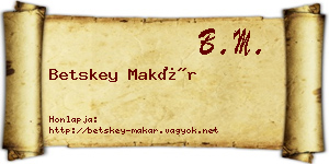 Betskey Makár névjegykártya